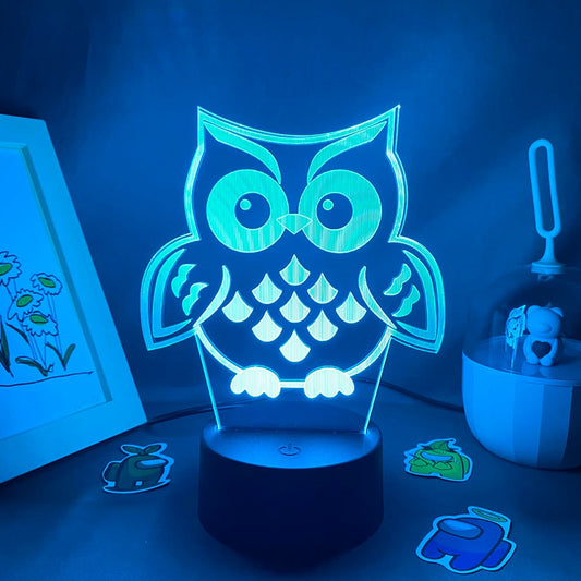 Cartoon Owl 3D LED Neon Night Light Lamp